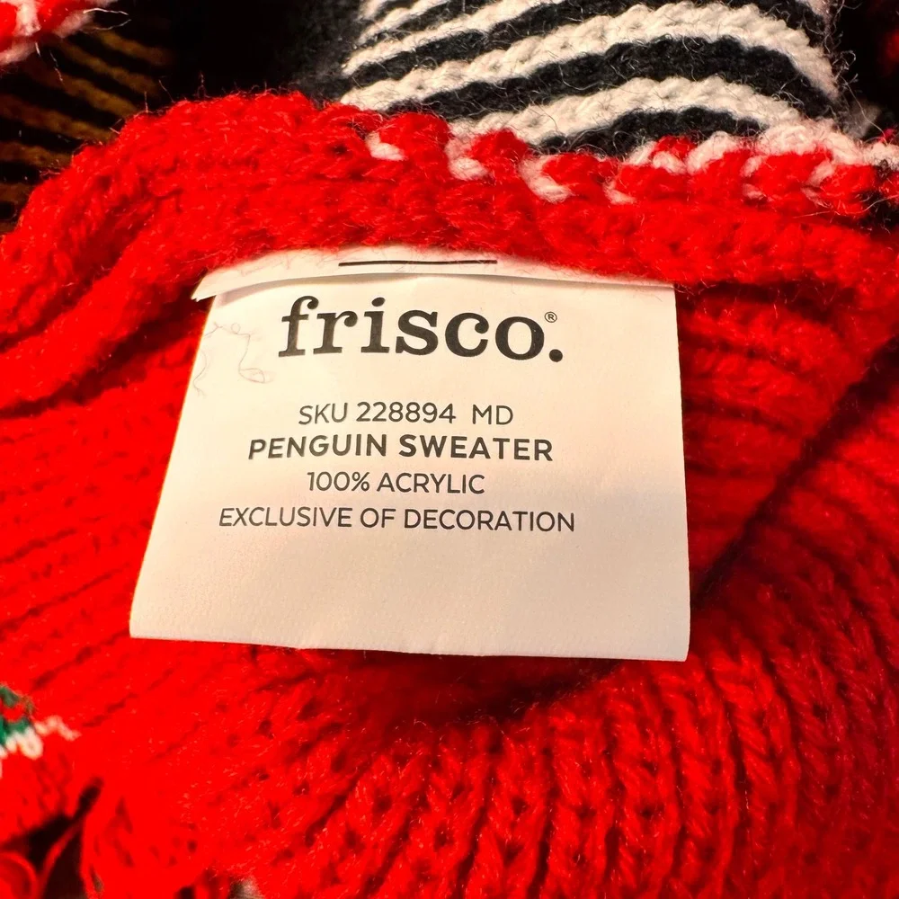Frisco Penguin Sweater Dog‎ Pet XXS Red Acrylic Christmas Ugly Holiday